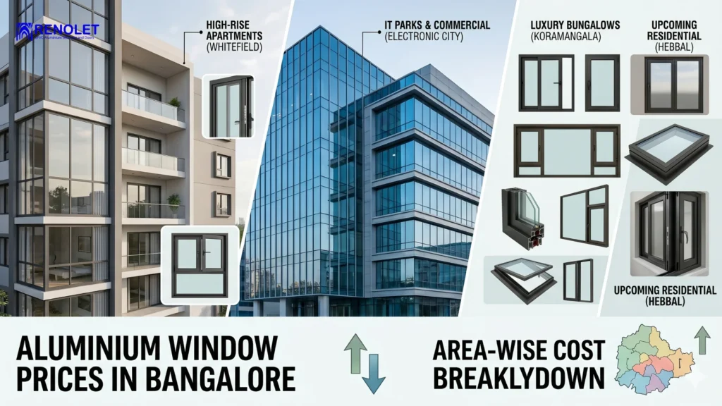 Aluminium window prices in Bangalore – area-wise cost breakdown